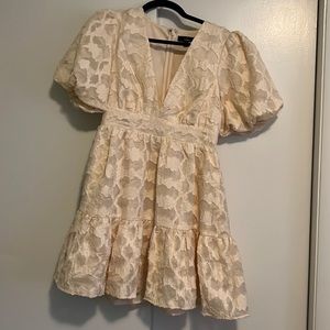 LULUS OFF WHITE/CREAM PUFF SLEEVE DRESS